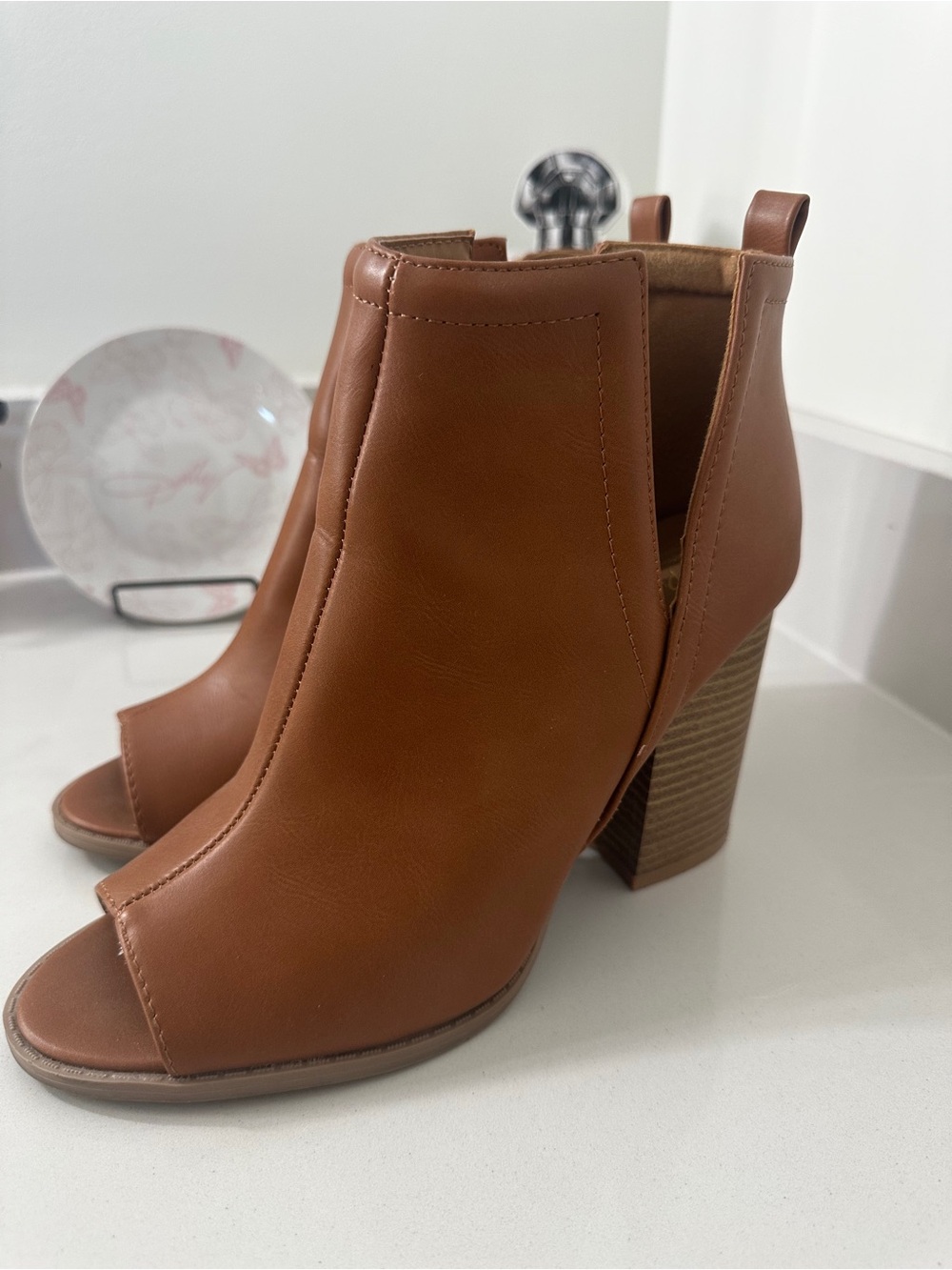 Women's Open-Toe Ankle Booties in Brown